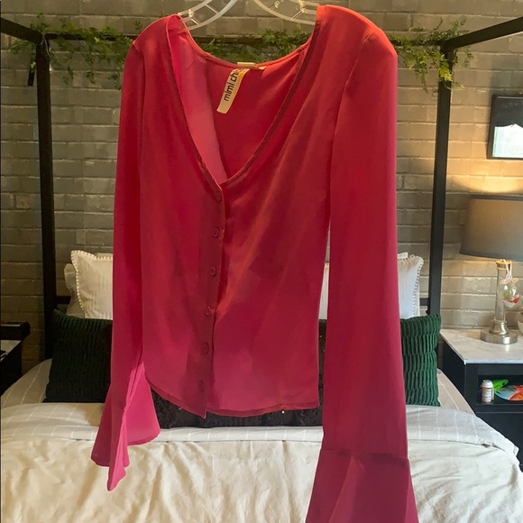 Mimi Chica Bell-Sleeve Cut-Out Tie Back Blouse - Picture 5 of 8